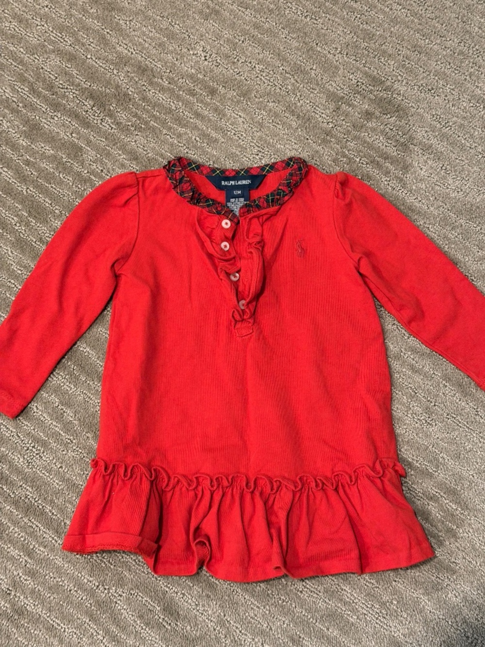 Ralph Lauren Girls 12 M Long-sleeved Cotton Dress